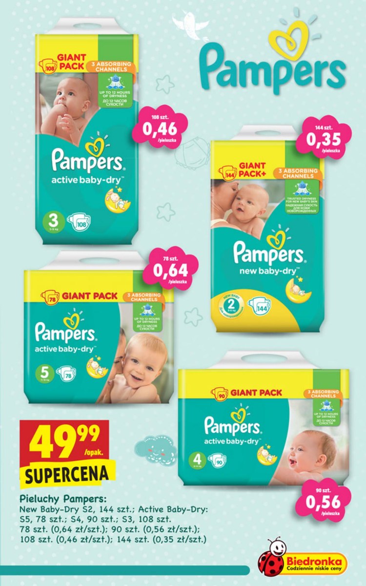 biedronka pampers 144szt