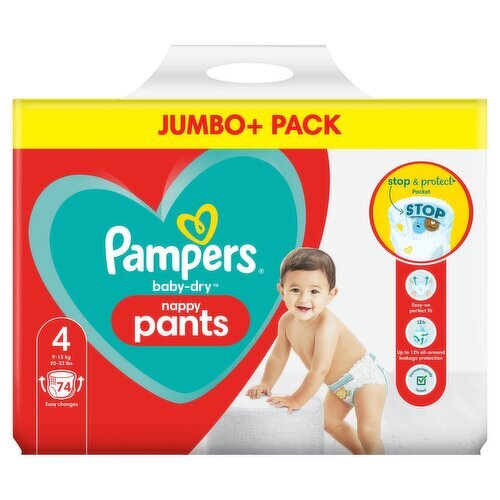 pampers baby dry nappy pants size 4