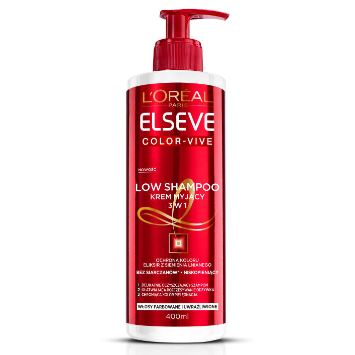 elseve loreal szampon 3w1 włosy farbowane