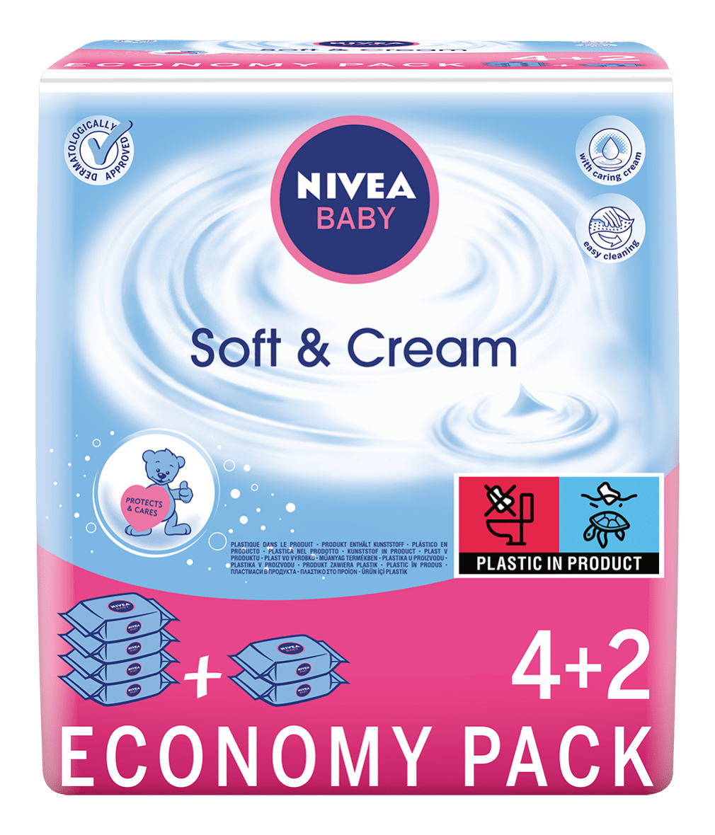 nivea 6x63szt baby fresh&pure chusteczki nawilżane dla dzieci i niemowląt