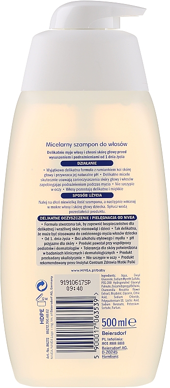 nivea baby micellar szampon