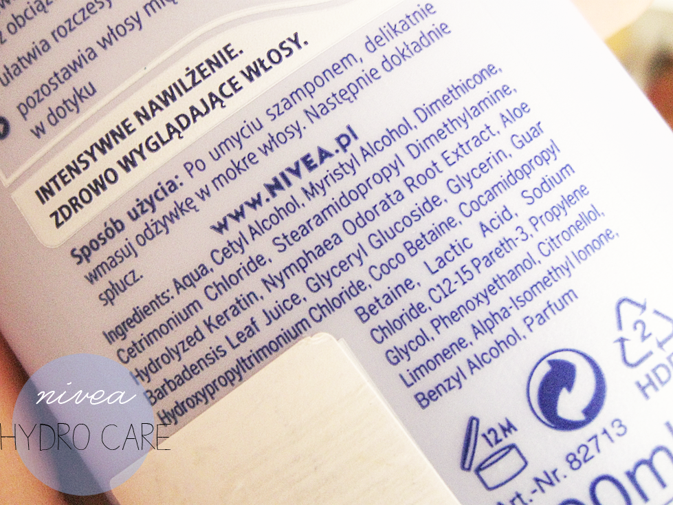 nivea hydro care szampon skład