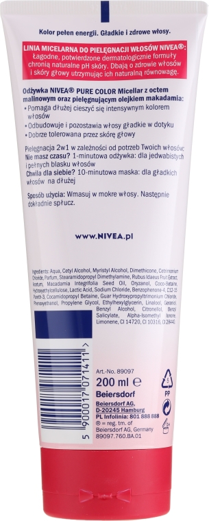 nivea odżywka maska do włosów malina