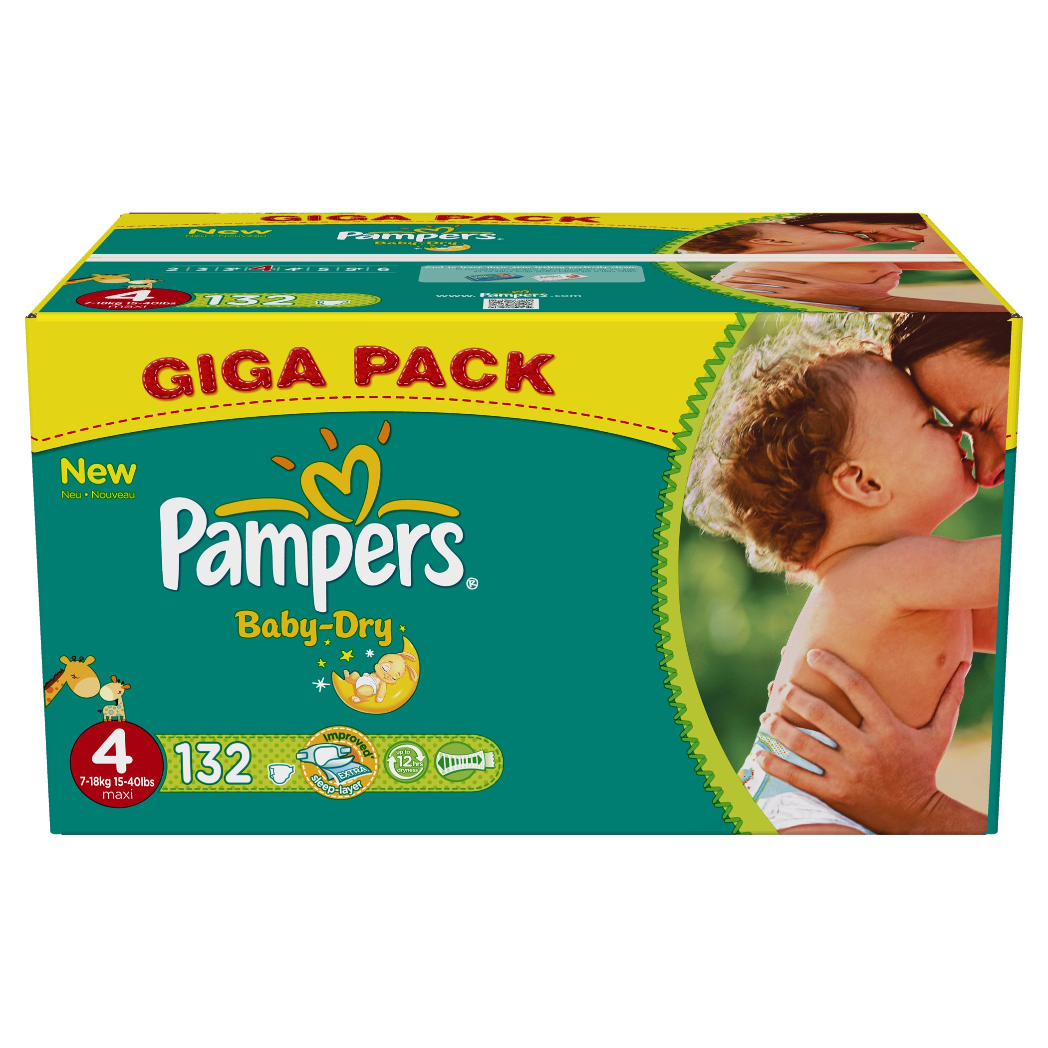 pampers 4 new baby dry 132