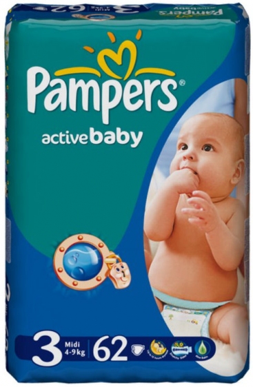 pampers active baby 3 62 szt