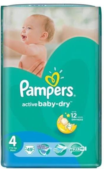 pampers active baby-dry 4 maxi 49 sztuk