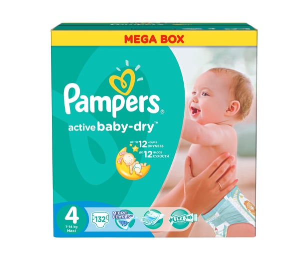 pampers active baby-dry pieluchy rozmiar 4 maxi 8-14kg 132 sztuki