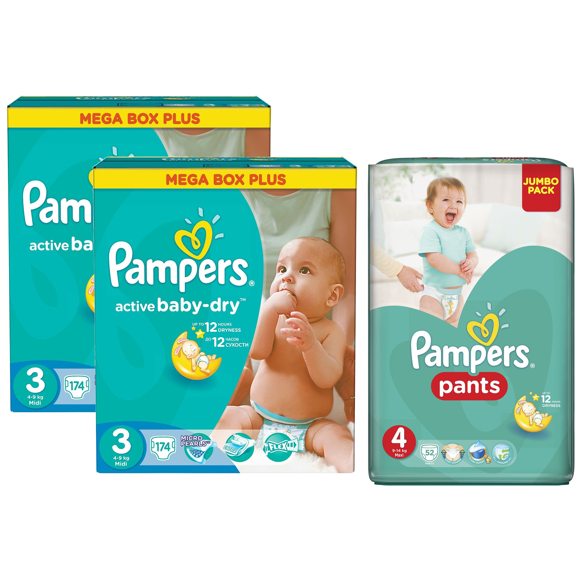 pampers active baby mega box plus 3 midi xxl