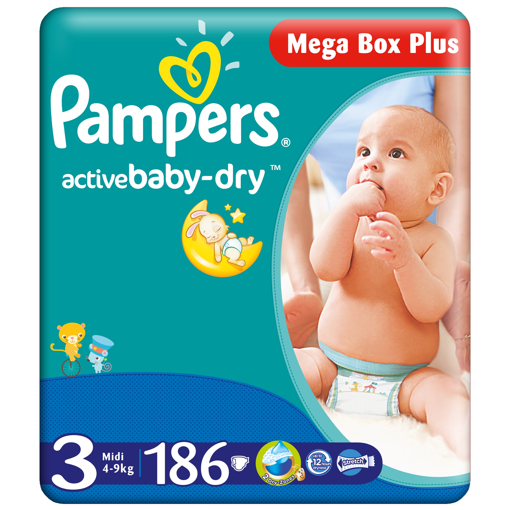 pampers active baby mega box plus 3 midi xxl