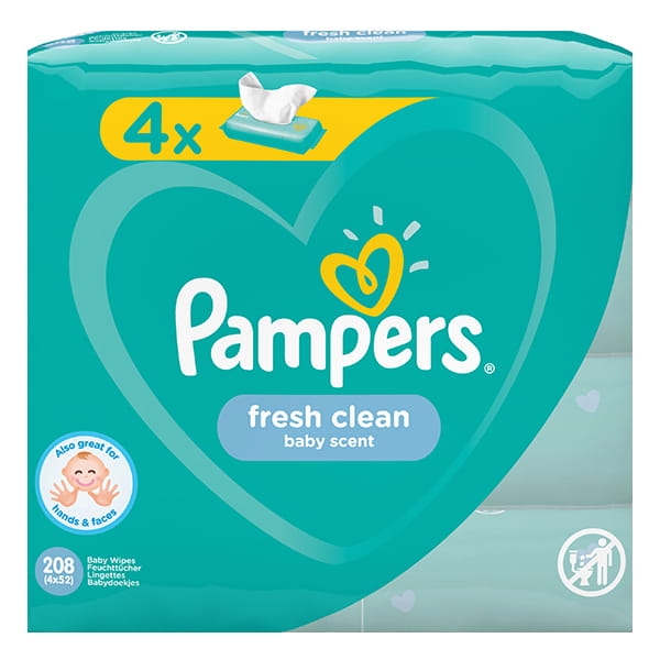 pampers chusteczki fresh clean dla niemowląt 4 x 52 szt