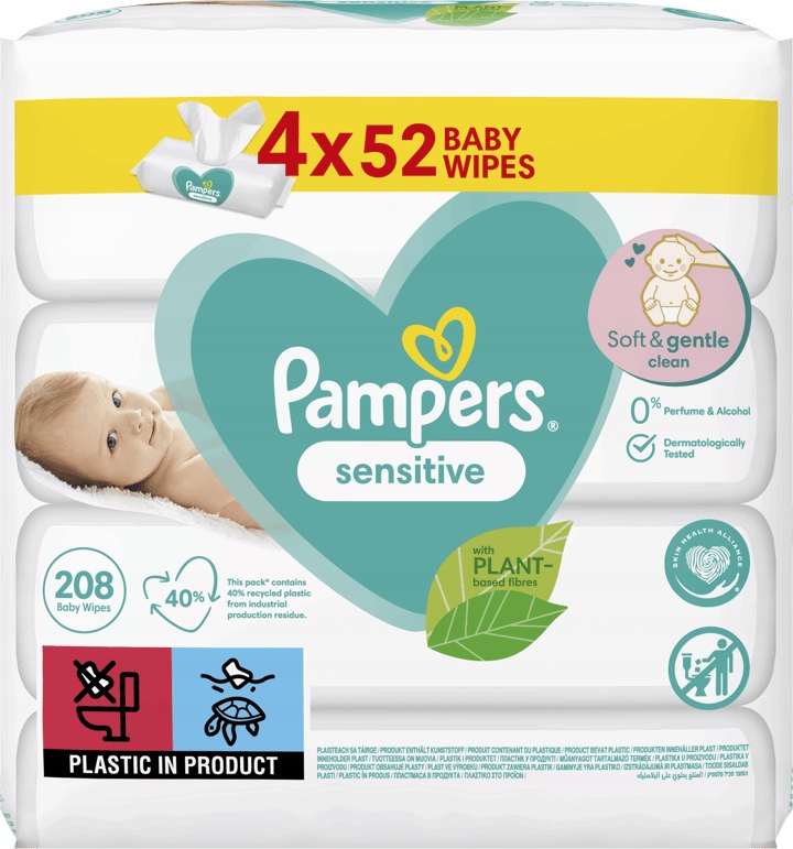 pampers chusteczki nawilżane dla niemowląt 4 x 52 szt