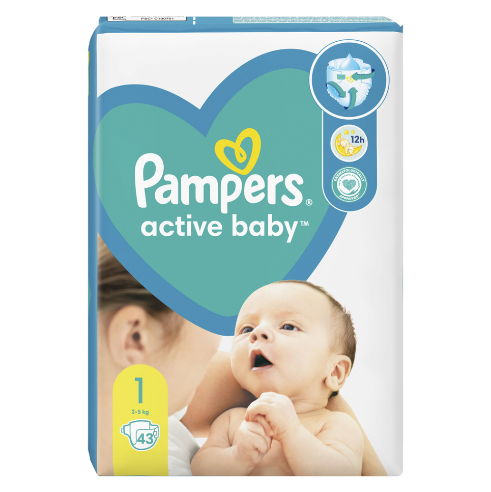 pampers new baby-dry 1 new born 2-5kg 43szt pieluszki jednorazo