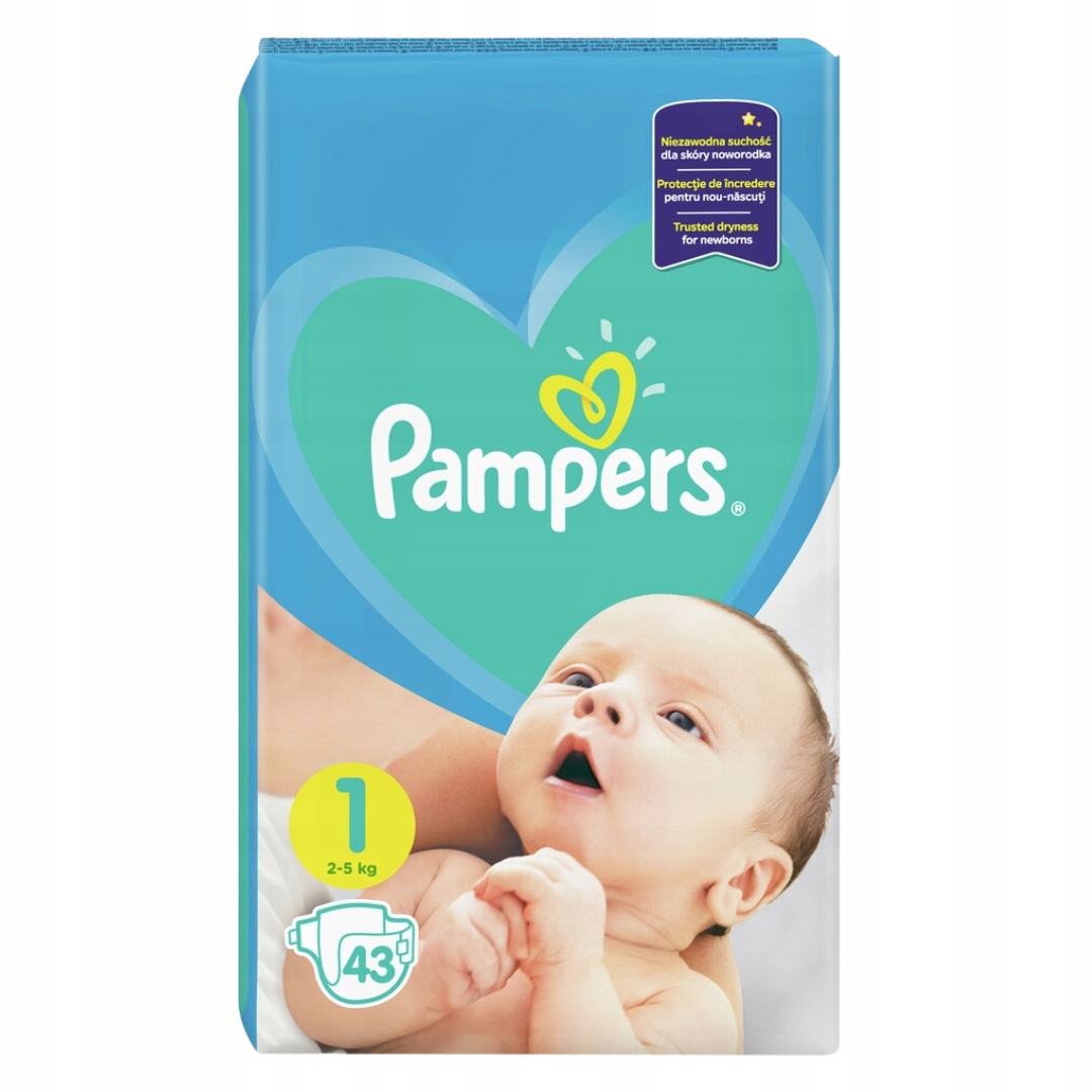 pampers new baby pieluchy rozmiar 1 newborn 2-5kg 43 sztuki