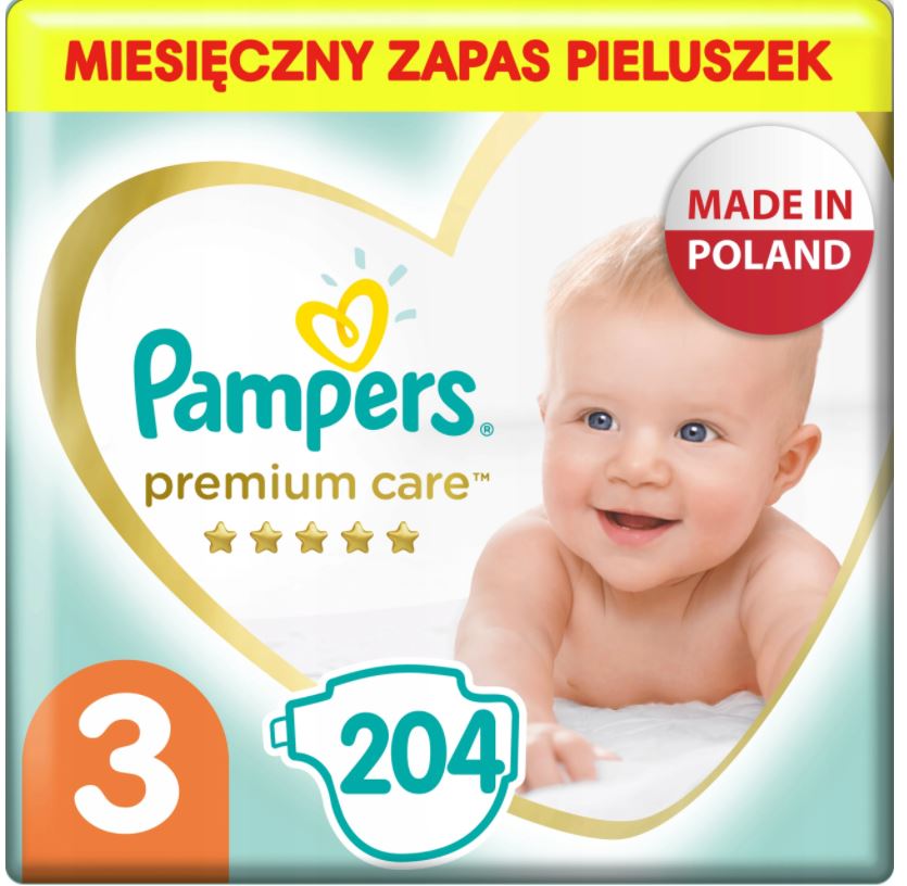 pampers premium care pieluchy jednorazowe rozmiar 3 midi 204 szt