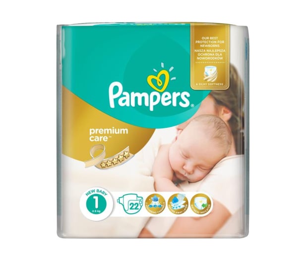 pampers premium care pieluchy rozmiar 1 newborn 2-5kg 22 sztuki