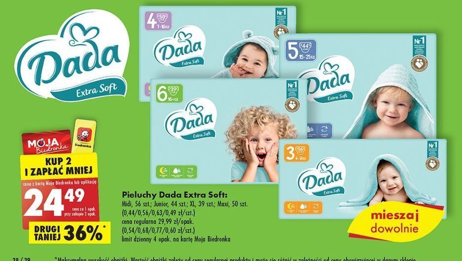 pieluchy dada extra soft box camper biedronka