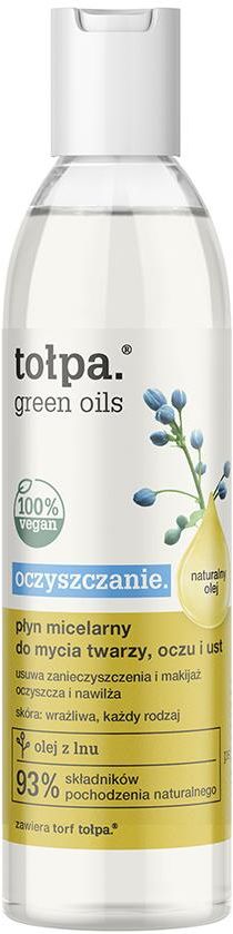 płyn micelarny do mycia twarzy i oczu green oils tolpa