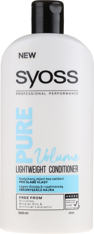 syoss pure volume ultralekka odżywka do cienkich włosów 500 ml