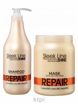 szampon do włosów z jedwabiem sleek line repair maska