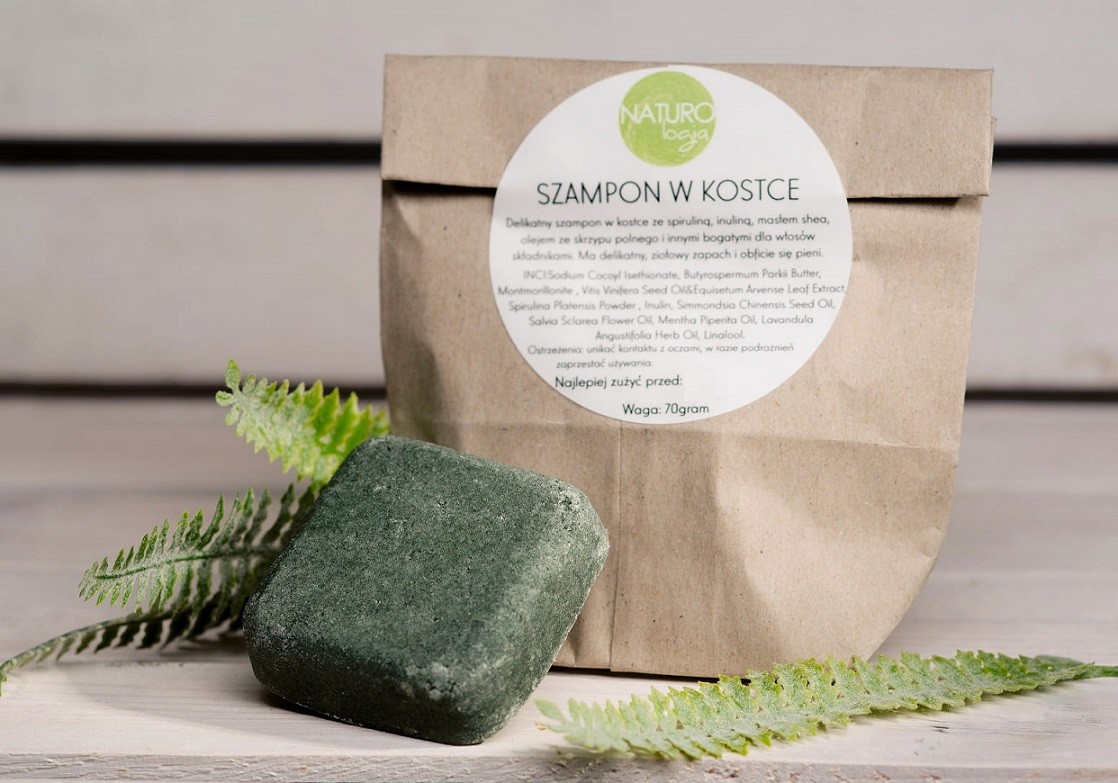 szampon w kostce ze spirulina