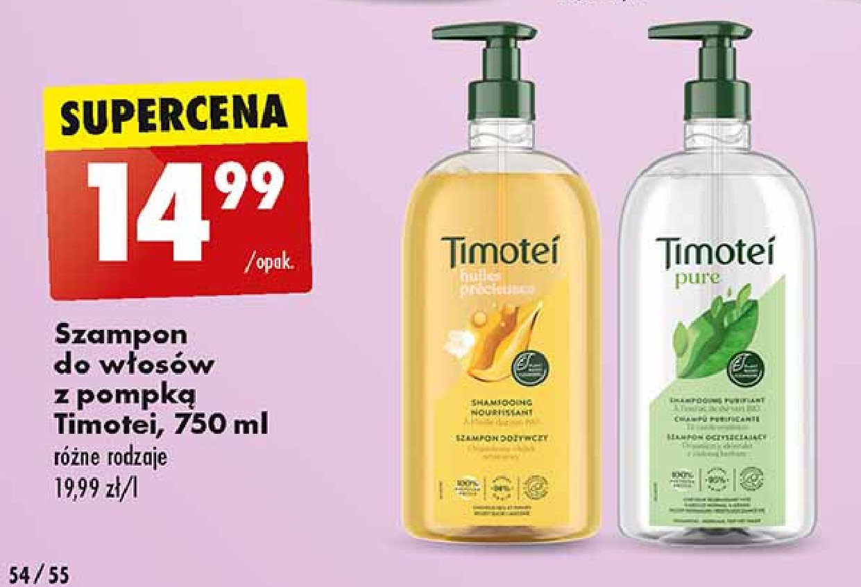 timotei pure 2w1 świeżość i czystość szampon i odżywka