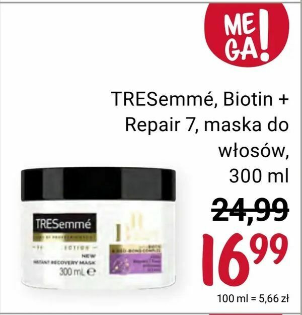 tresemmé maska do włosów zniszczonych biotin+ repair 7 rossmann