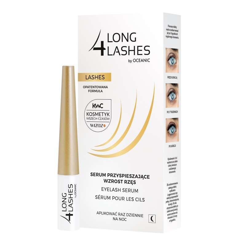 zestaw 4 long lashes serum do rzęns szampon wzmacniający